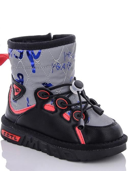 Дутики Paliament C8855-1 с натуральной шерстью р. 23 Серо-красный (99373)