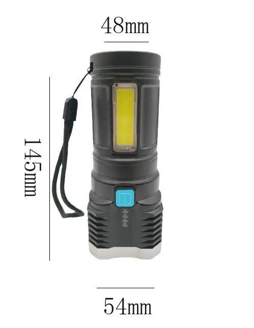 Фонарь ручной X509/L-S03-4LED 3030+COB пластик Черный (X509) - фото 2
