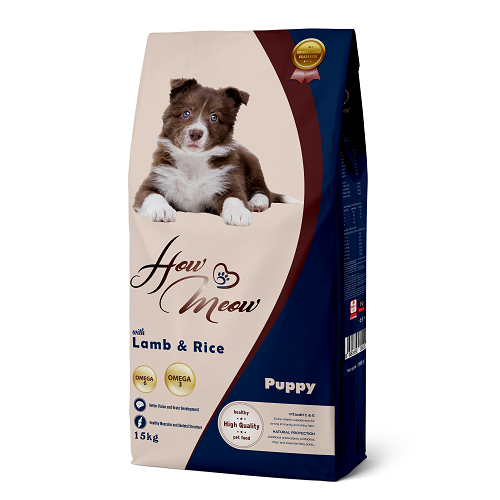 Корм повнораціонний для щенят Хау Мяу How Meow Puppy з ягням та рисом 15кг (2998382285)