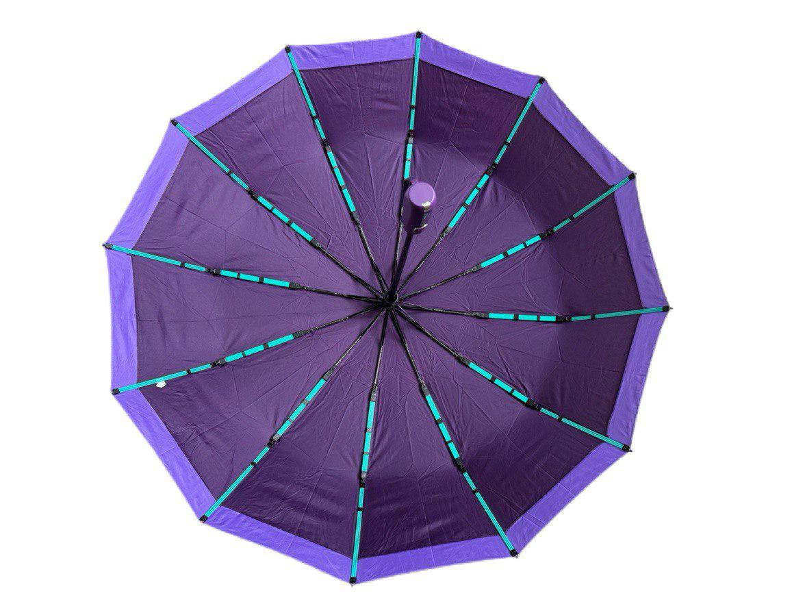 Парасолька автоматична жіноча Bellissimo 12 спиць 6 сегментів Фіолетовий з лавандовою облямівкою (654/4) - фото 4