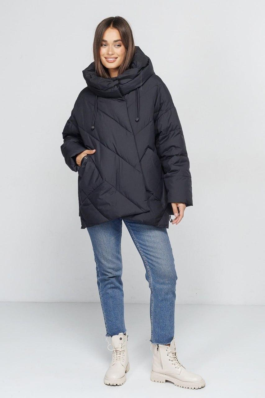 Куртка зимова асиметрична р. 44 Чорний (798d/44) - фото 2 Куртка зимова асиметрична р. 44 Чорний (798d/44) - фото 2