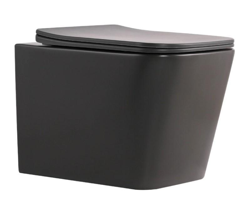 Унитаз подвесной Qtap Tern Ultra Quiet с сиденьем Slim Duroplast/Soft-close/Quick Release Anthracite (QTTER26AN48999)