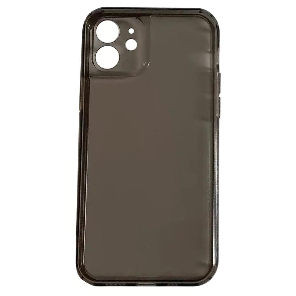 Прозрачный силиконовый чехол накладка Silicone Full Camera for iPhone 12, Black