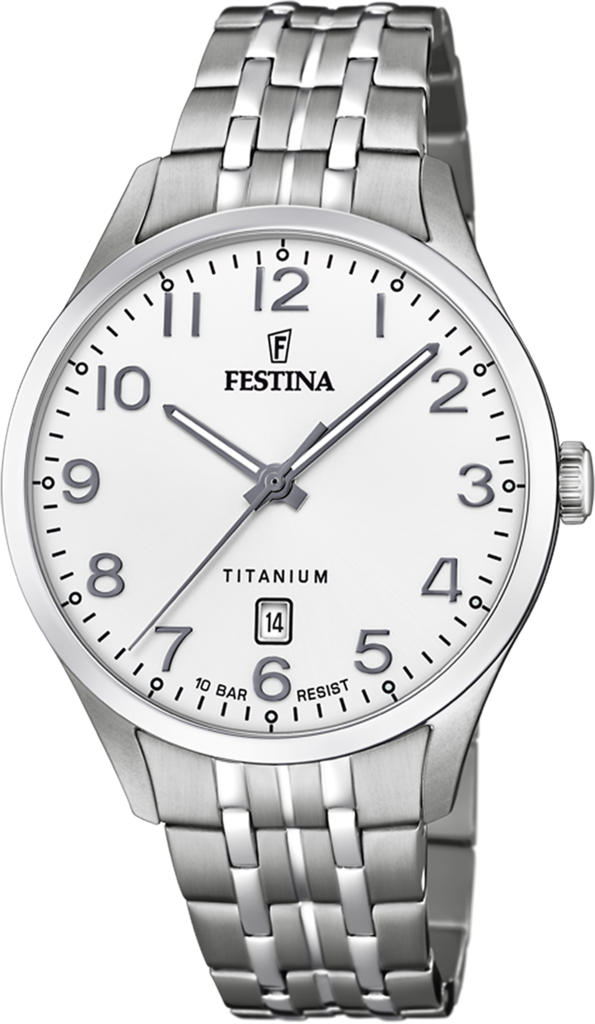 Наручные часы мужские Festina F20466/1 Titanium с титановым корпусом WR 100 м и белым циферблатом