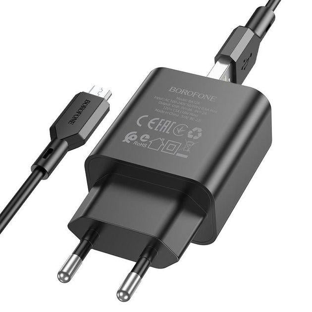 Зарядное устройство сетевое Borofone BA72A+USB to MicroUSB (20847804) - фото 3