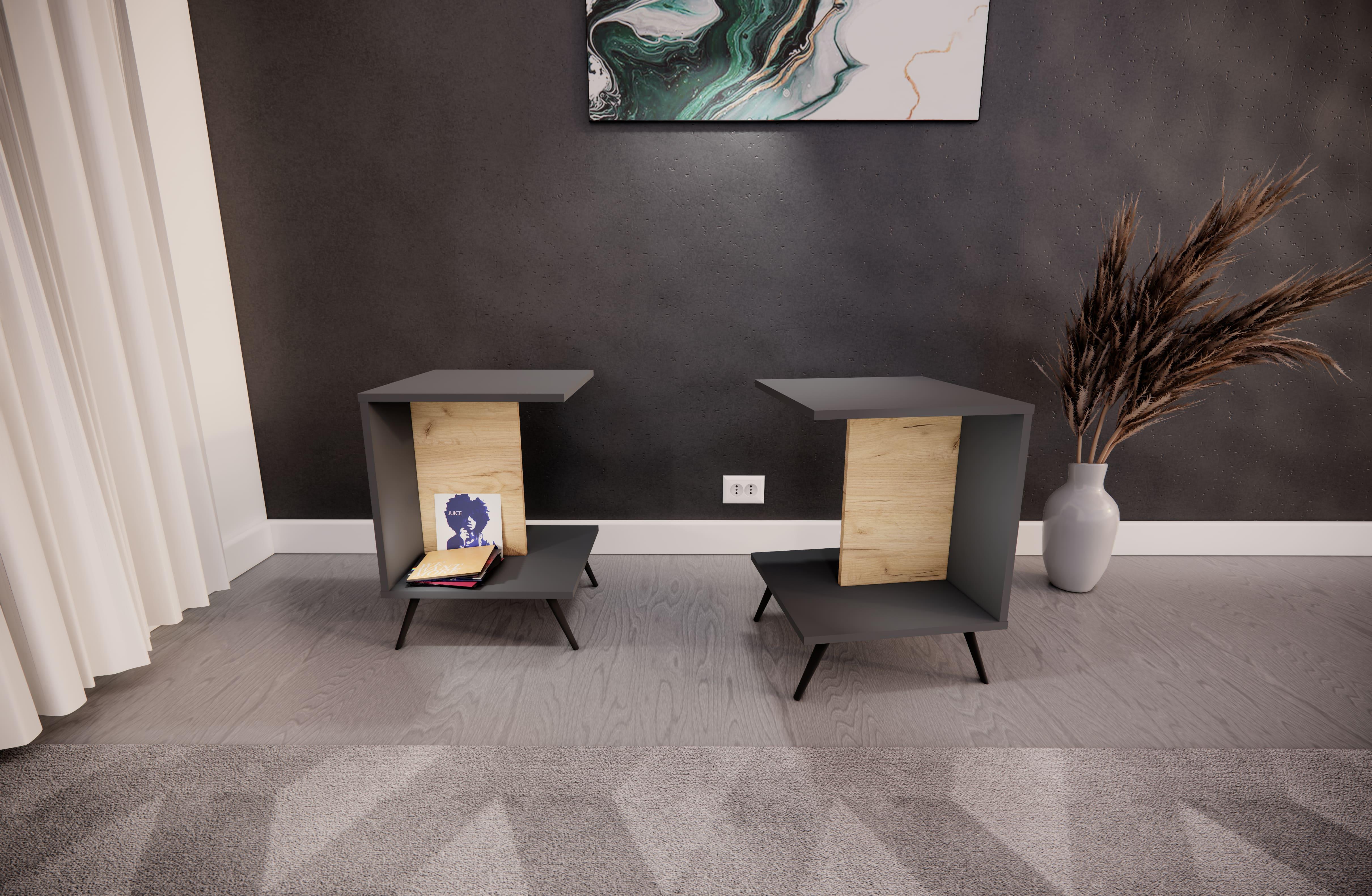 Тумба приліжкова MEBEX VS MINI Сірий темний/Дуб Крафт (VSMINIDGDC) - фото 2