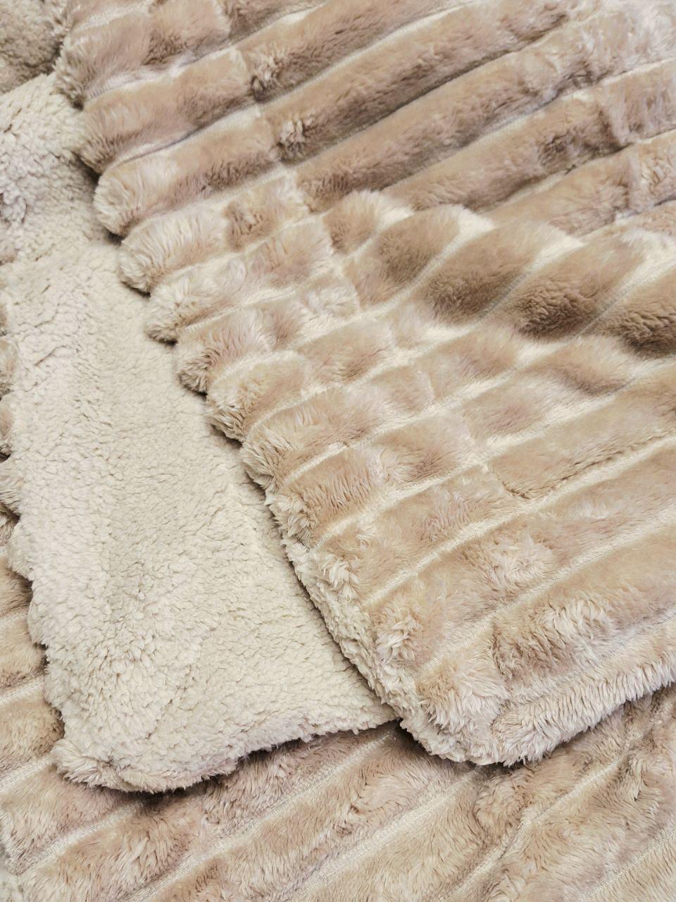 Плед на овчине Шарпей Королевская полоска 200x230 см Бежевый (1738) - фото 4