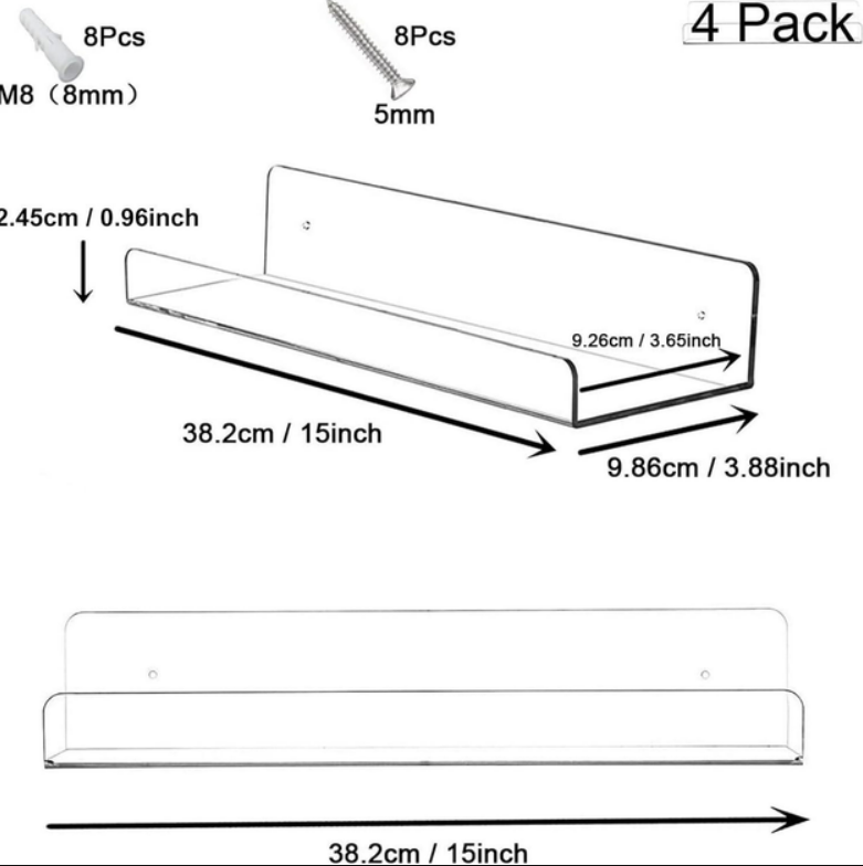 Набір акрилових полиць для книг/ванної кімнати/вітальні/кухні 4 шт. - фото 6