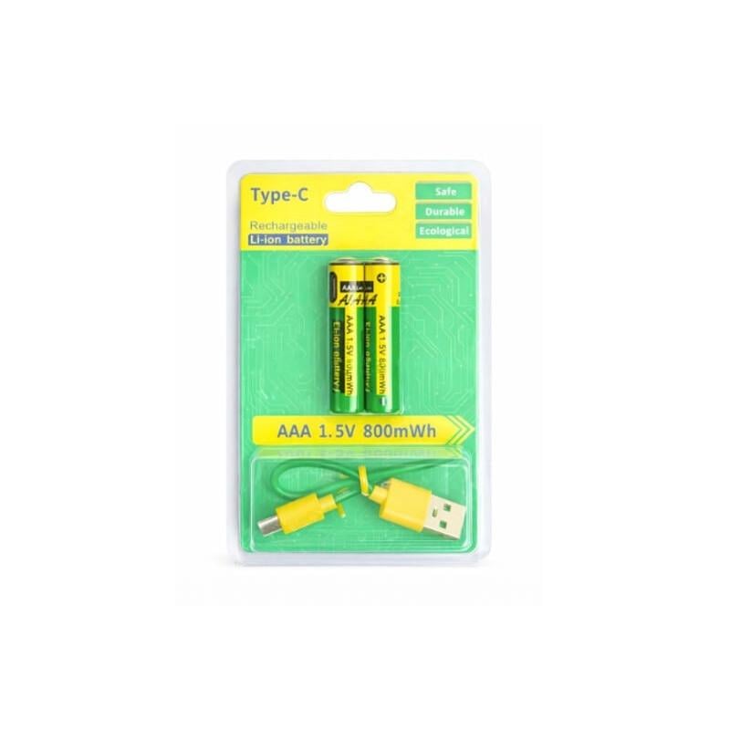 Батарейки аккумуляторные AAA 1,5V Li-Ion из USB Type-C 800 mWh 2 шт. (LM-226-951)