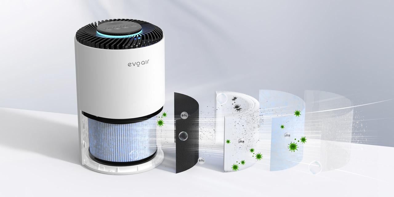 Очисник повітря EvoAir Zuno 3в1 фільтр HEPA активоване вугілля УФ-лампа 3 швидкості Білий - фото 2