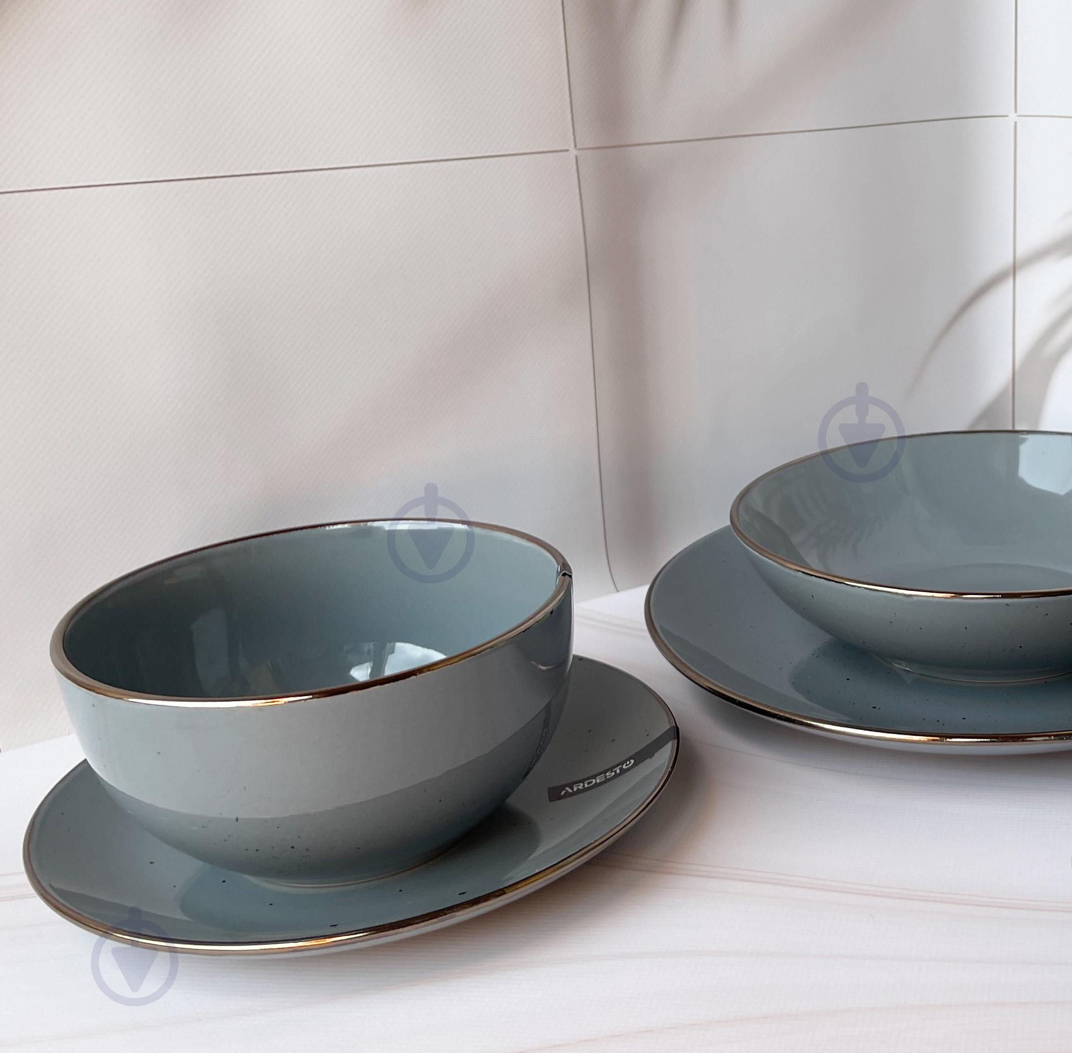 Сервіз столового посуду Ardesto Bagheria 48 предметов 12 персон кам'яна кераміка Сірий - фото 2