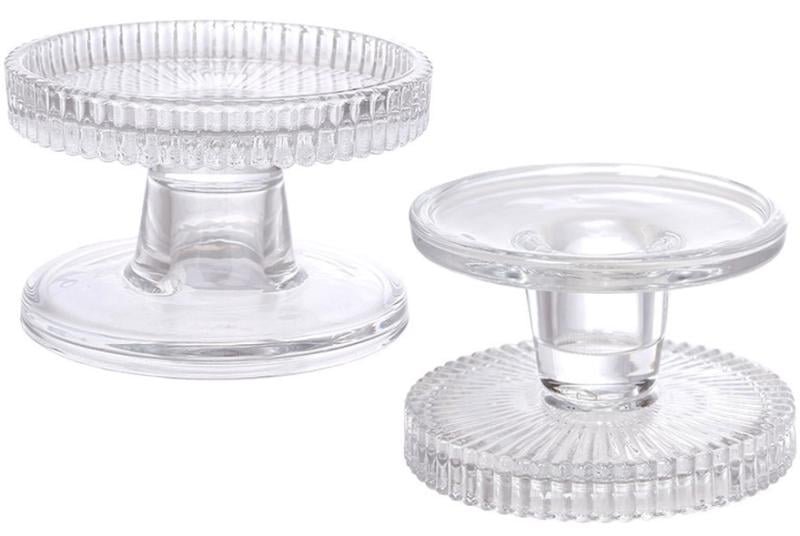 Набор 6 двухсторонних стеклянных подсвечников Crystal Glass для тонкой и широкой свечи.