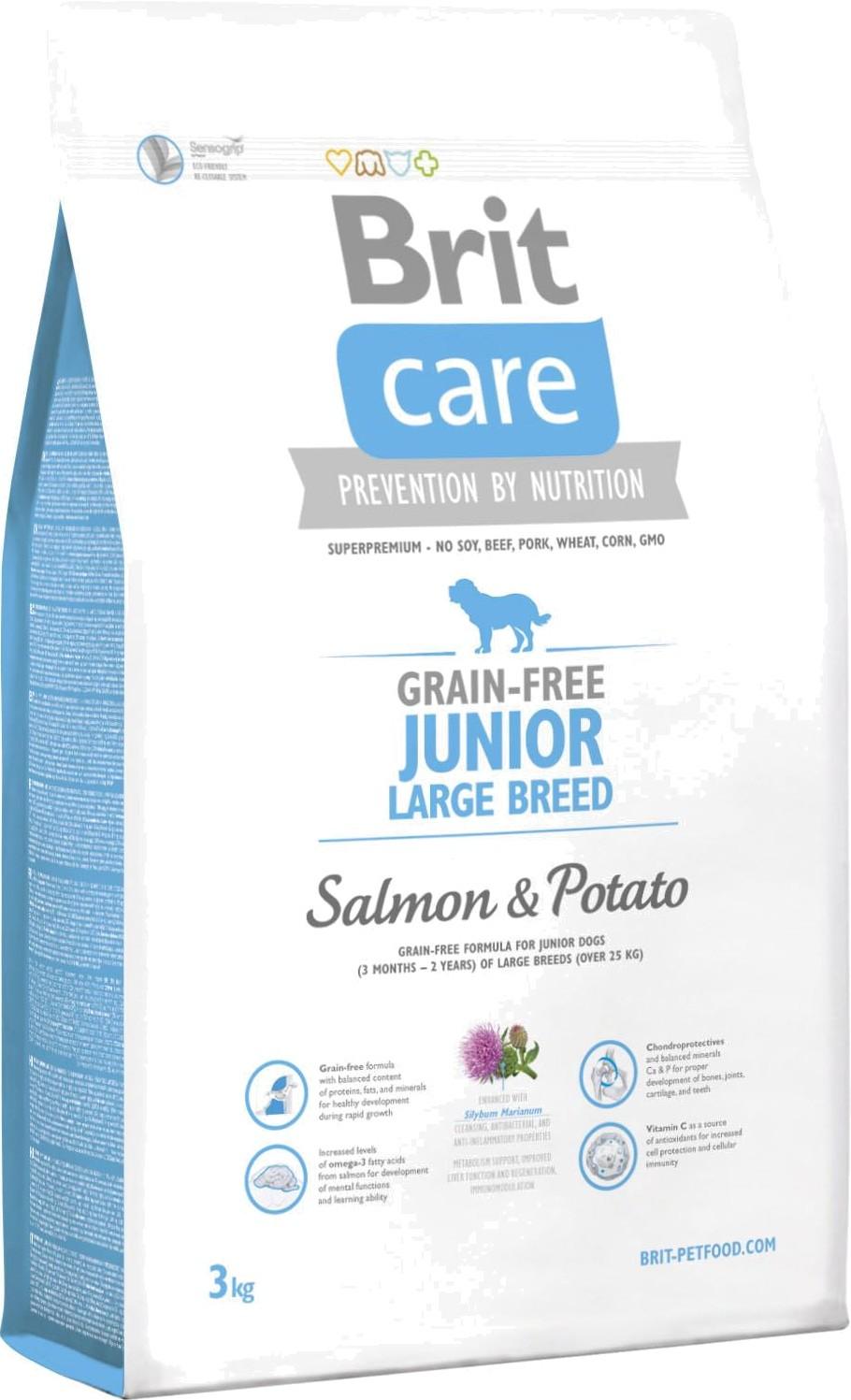 Сухой корм для щенков гигантских пород Brit Care GF Junior Large Breed Salmon & Potato 3 кг (8595602510108)
