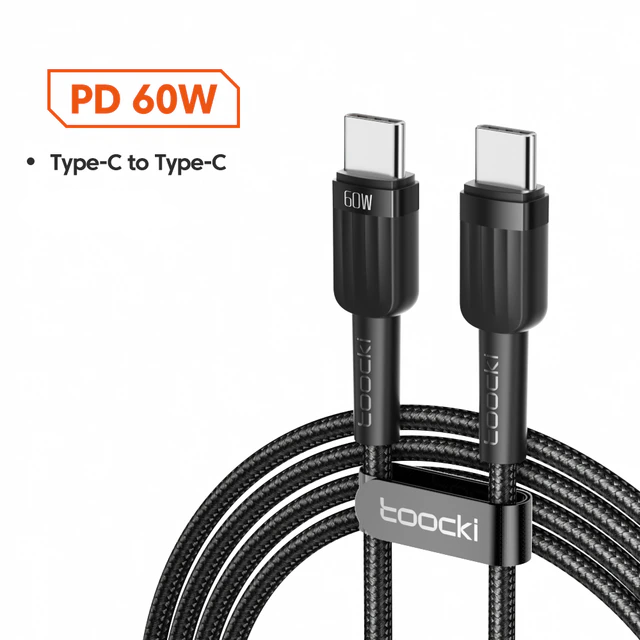 Кабель Toocki 60w C-Type C 1 м Черный (18903890) - фото 2