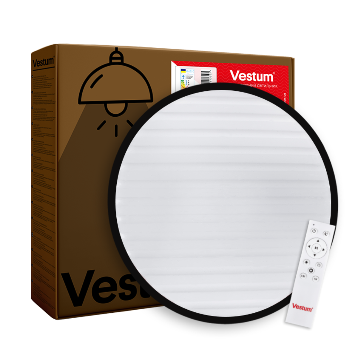 Светильник потолочный Vestum GRILL матовый 60W 3000К-6500К с ДУ 375х60 мм Черный