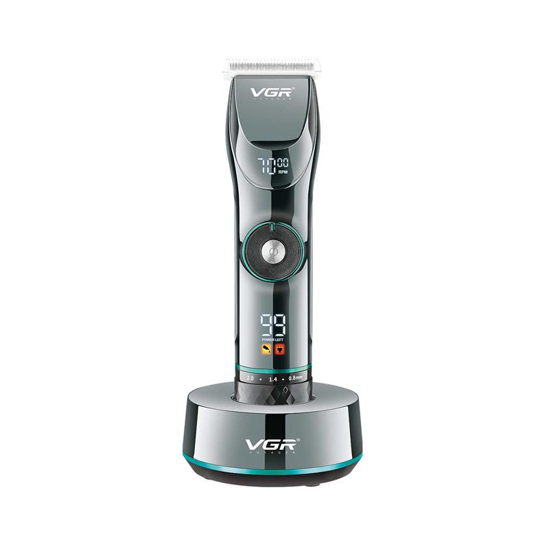 Машинка для стрижки акумуляторна VGR V-256 6 насадок 2500 mAh 7000 RPM LED display Black (10487)