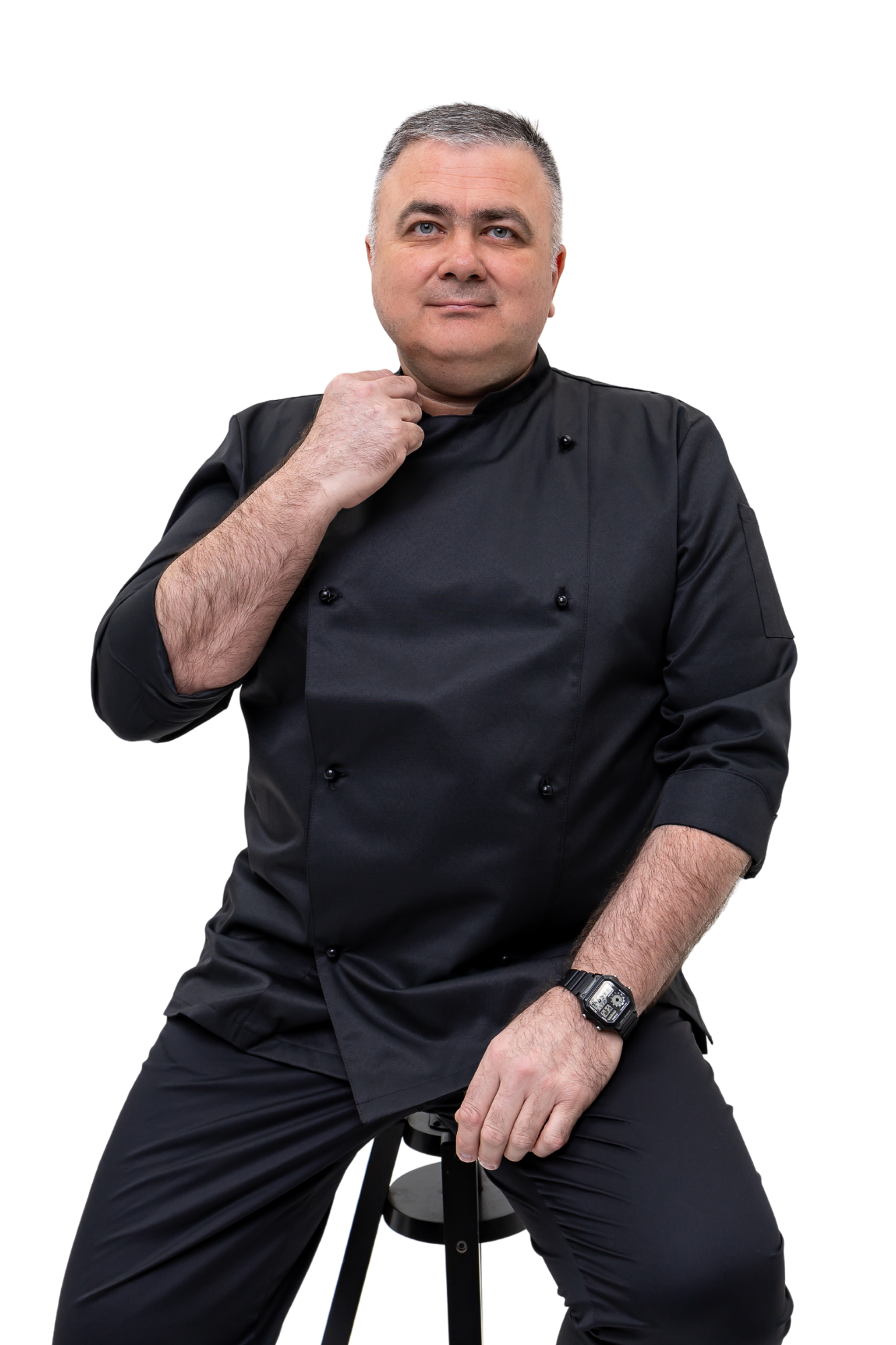 Кітель кухарський чоловічий водовідштовхуючий рукав 3/4 Сантім Lux Form р. 56 Чорний (5014) - фото 4 Кітель кухарський чоловічий водовідштовхуючий рукав 3/4 Сантім Lux Form р. 56 Чорний (5014) - фото 4