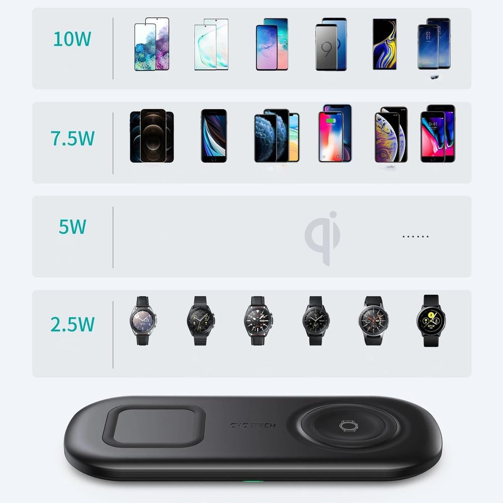 Зарядний пристрій бездротовий Choetech Qi для телефону та Samsung Galaxy Watch 10 Вт (T570-S) - фото 6
