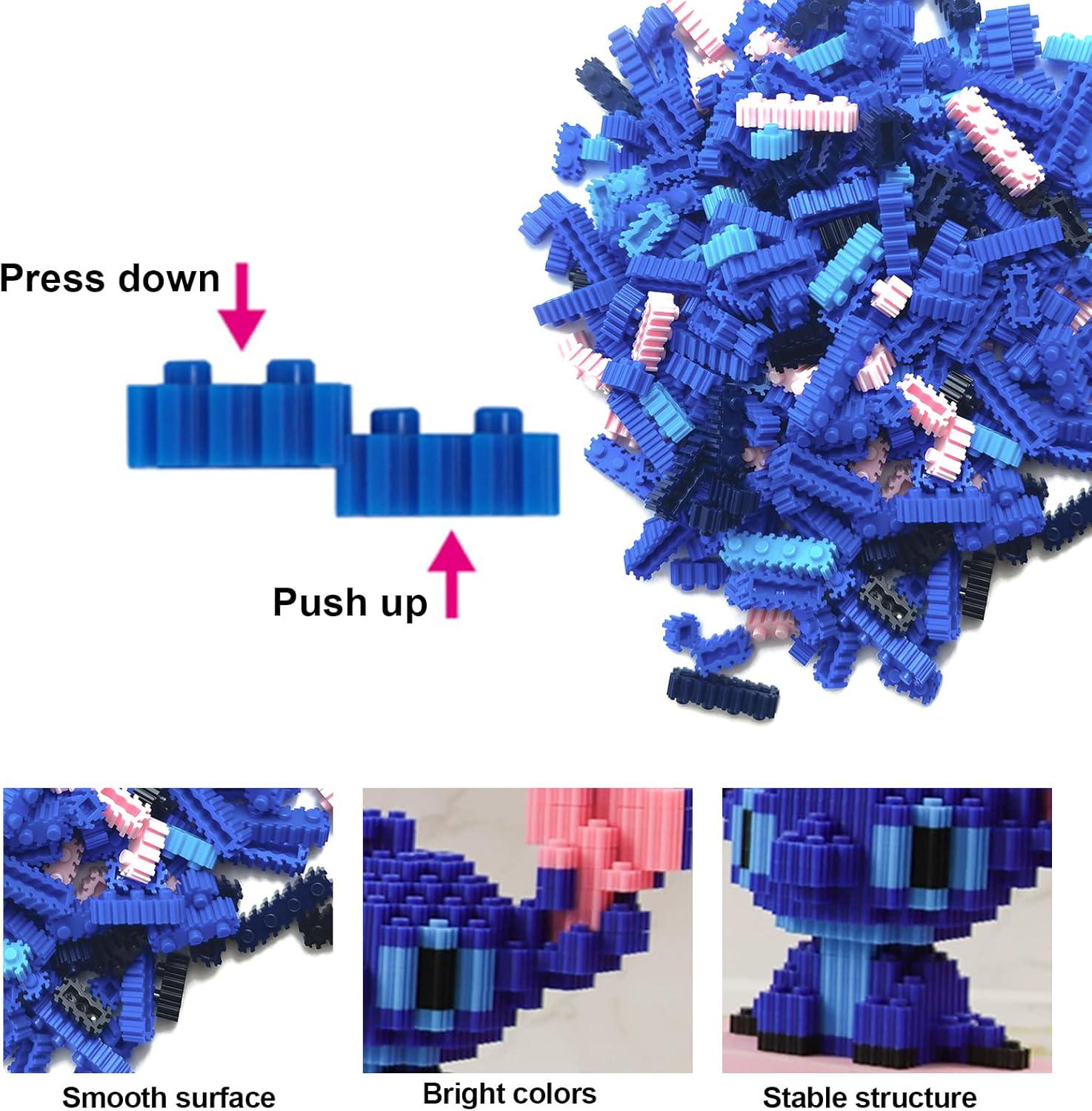 Конструктор детский Magic Blocks 3D Стич Ушастик 9 см/318 дет. Синий (1000-ZB-633) - фото 6