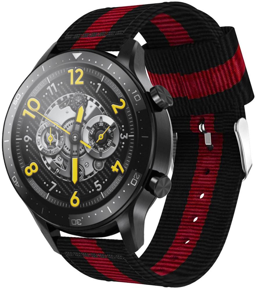 Ремешок тканевый Canvas для Realme Watch S Pro Black/Red (22590)