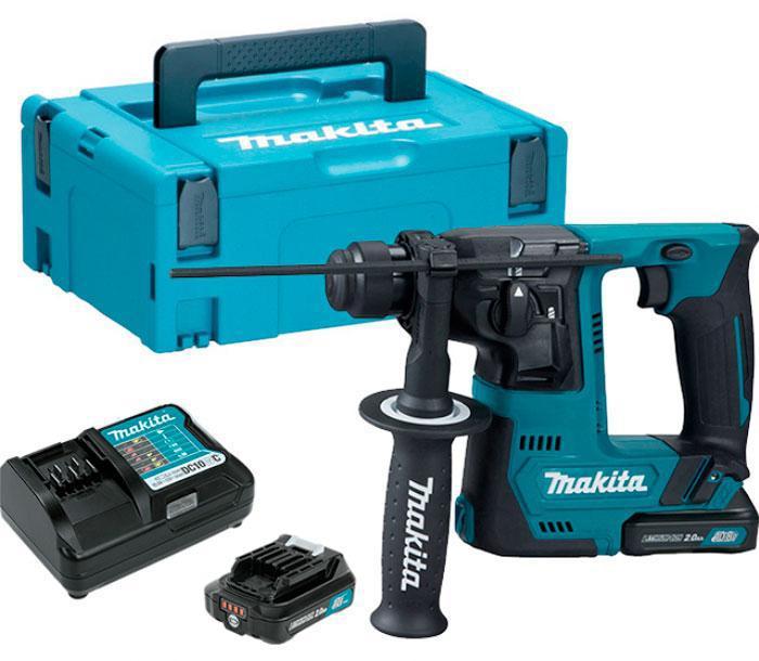Аккумуляторный перфоратор Makita HR140DWAJ CXT SDS-Plus (10,8В Slider, 1,0Дж, 14мм) + 2 АКБ 2 Ah + З/У + кейс Makpac электрический ручной (4168)