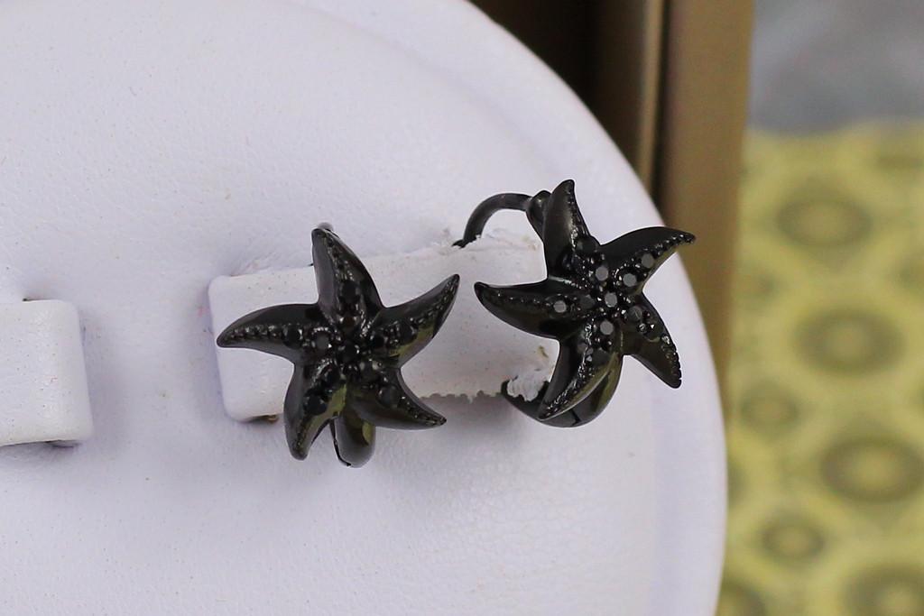 Серьги Xuping Jewelry морская звезда с камнями черное покрытие блэк ган 1,2 см