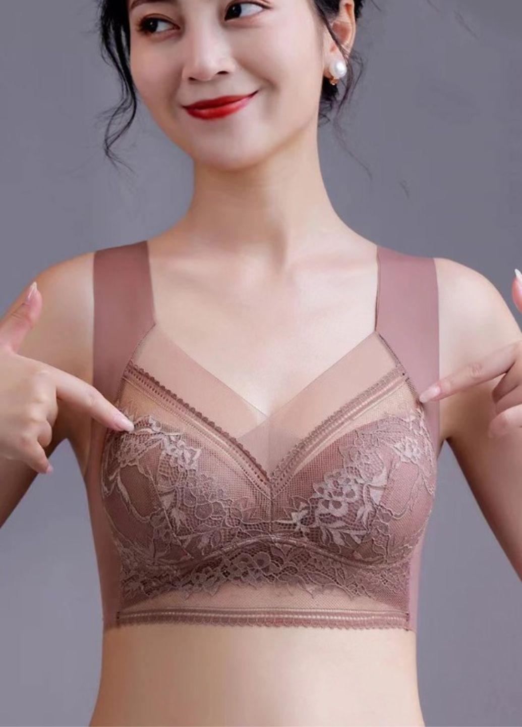 Топ бесшовный Comfortly с кружевной формованной чашкой на широких бретелях 95B Коричневый (1077-95)