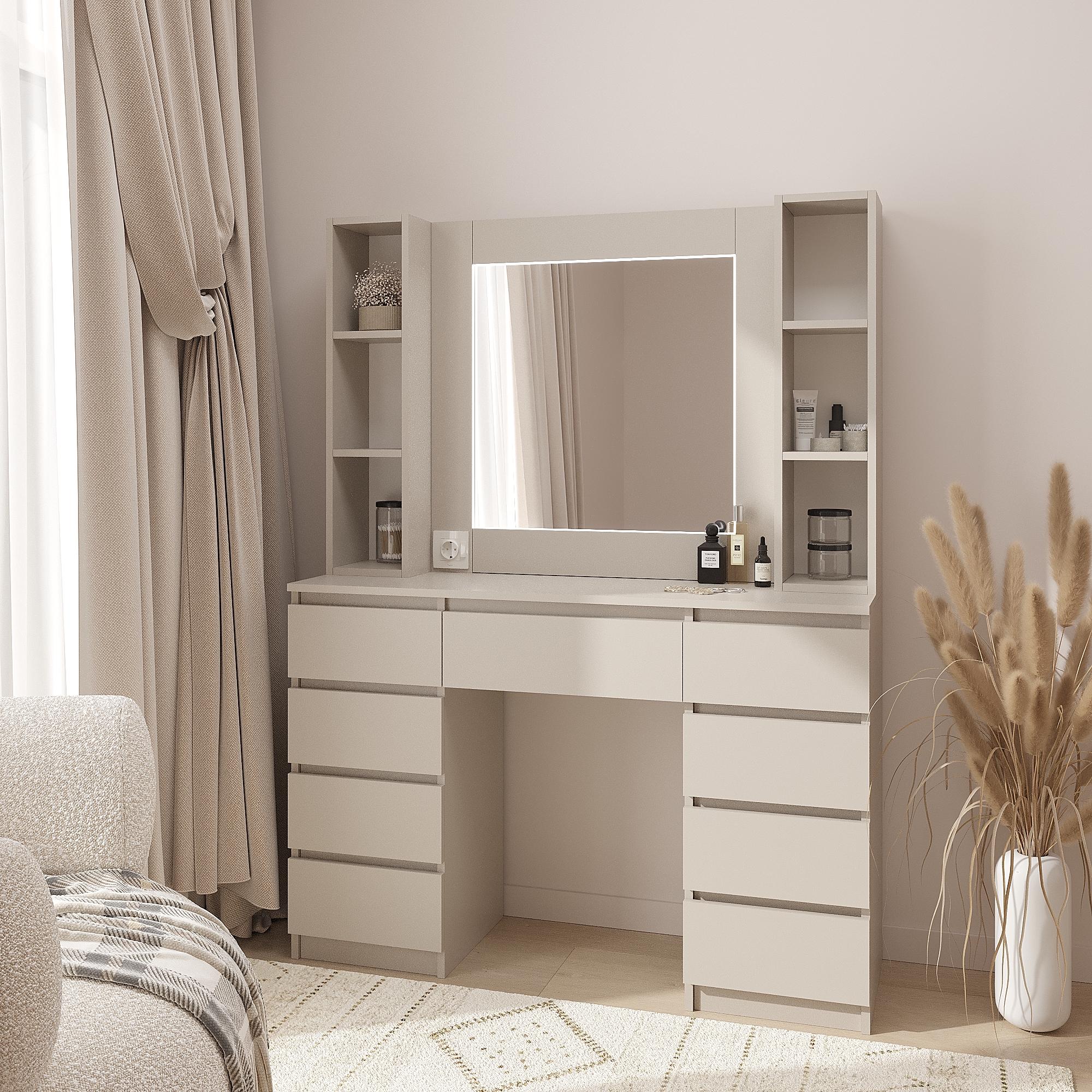 Туалетный столик с LED подсветкой ТЗ-LED Дабл 1600х1200х400 мм Кашемир (28563720) Туалетный столик с LED подсветкой ТЗ-LED Дабл 1600х1200х400 мм Кашемир (28563720)