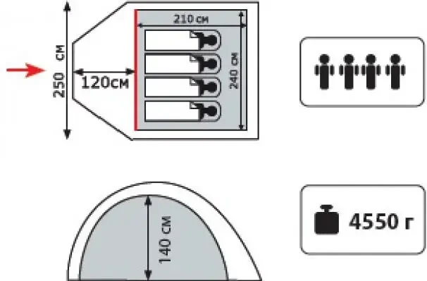 Намет 4-місний Totem Chinook V2 UTTT-017 з тамбуром (1762291540) - фото 2 Намет 4-місний Totem Chinook V2 UTTT-017 з тамбуром (1762291540) - фото 2