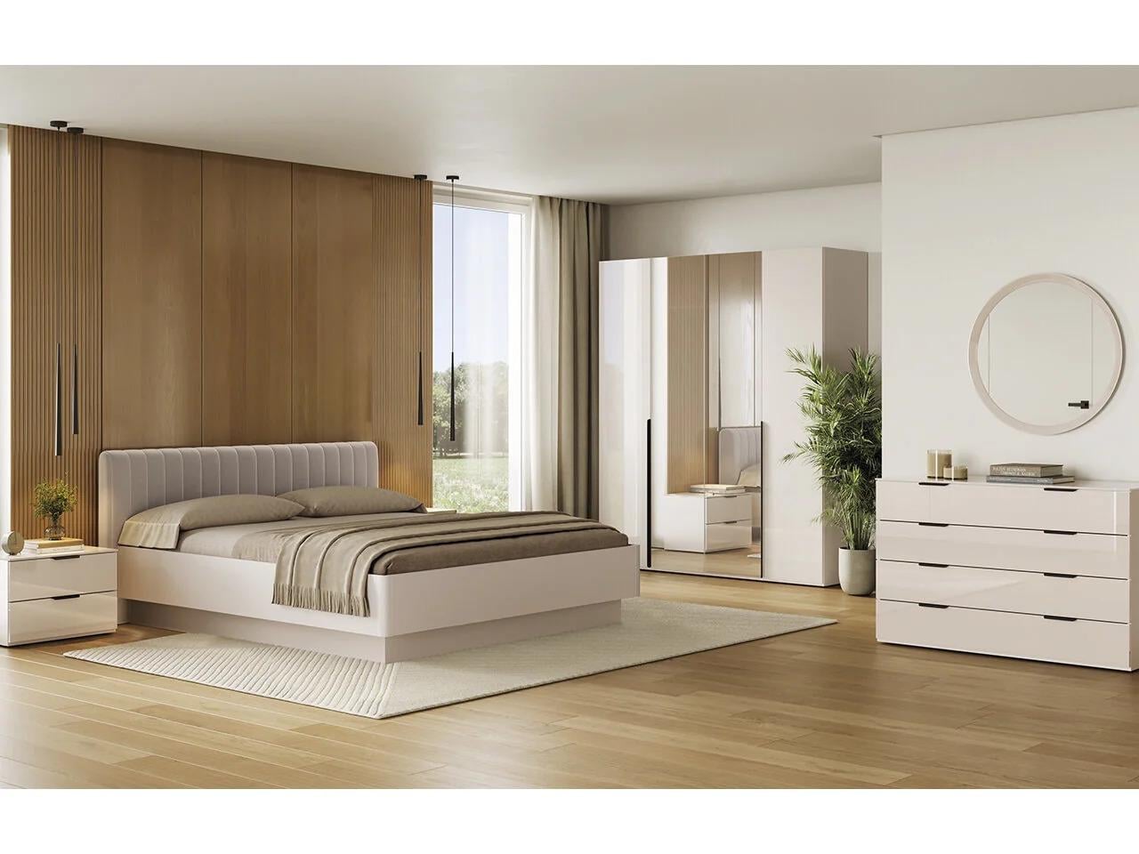 Спальный гарнитур MiroMark Лори кровать 160x200 см/зеркало/тумбочки/шкаф 4ДЗ/комод 3Ш Кашемир глянец (56652) Спальный гарнитур MiroMark Лори кровать 160x200 см/зеркало/тумбочки/шкаф 4ДЗ/комод 3Ш Кашемир глянец (56652)