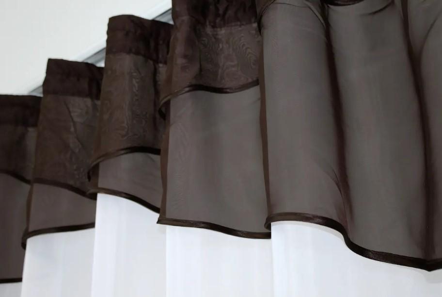 Занавеска кухонная с ламбрекеном 270х170 см Белый/Венге (00к 59-718) - фото 3