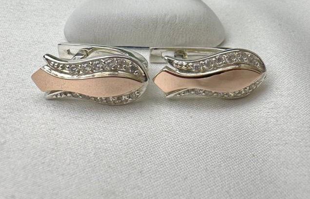 Сережки Тюльпан срібло 925 з напайками 375 і цирконами (2998386068)