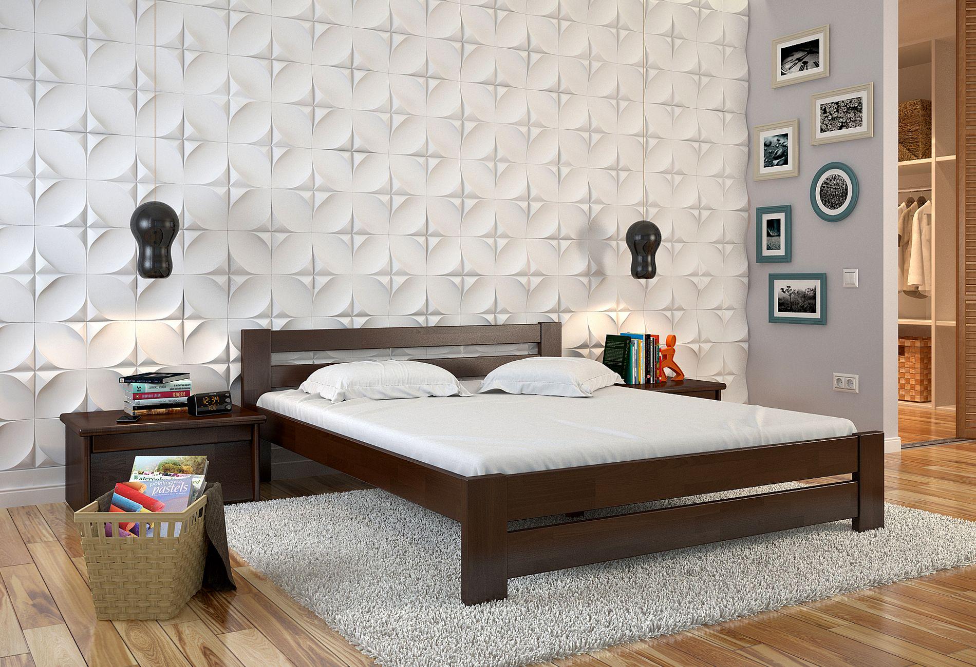 Кровать из натурального дерева бук Arbor Drev Симфония 90х200 см Орех темный (3323)