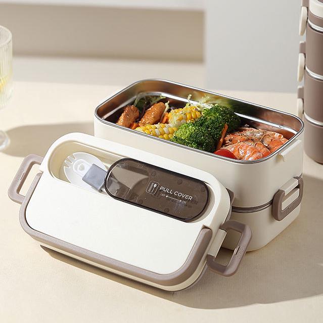 Ланч-бокс Food Box 2в1 1350 мл Бежевый