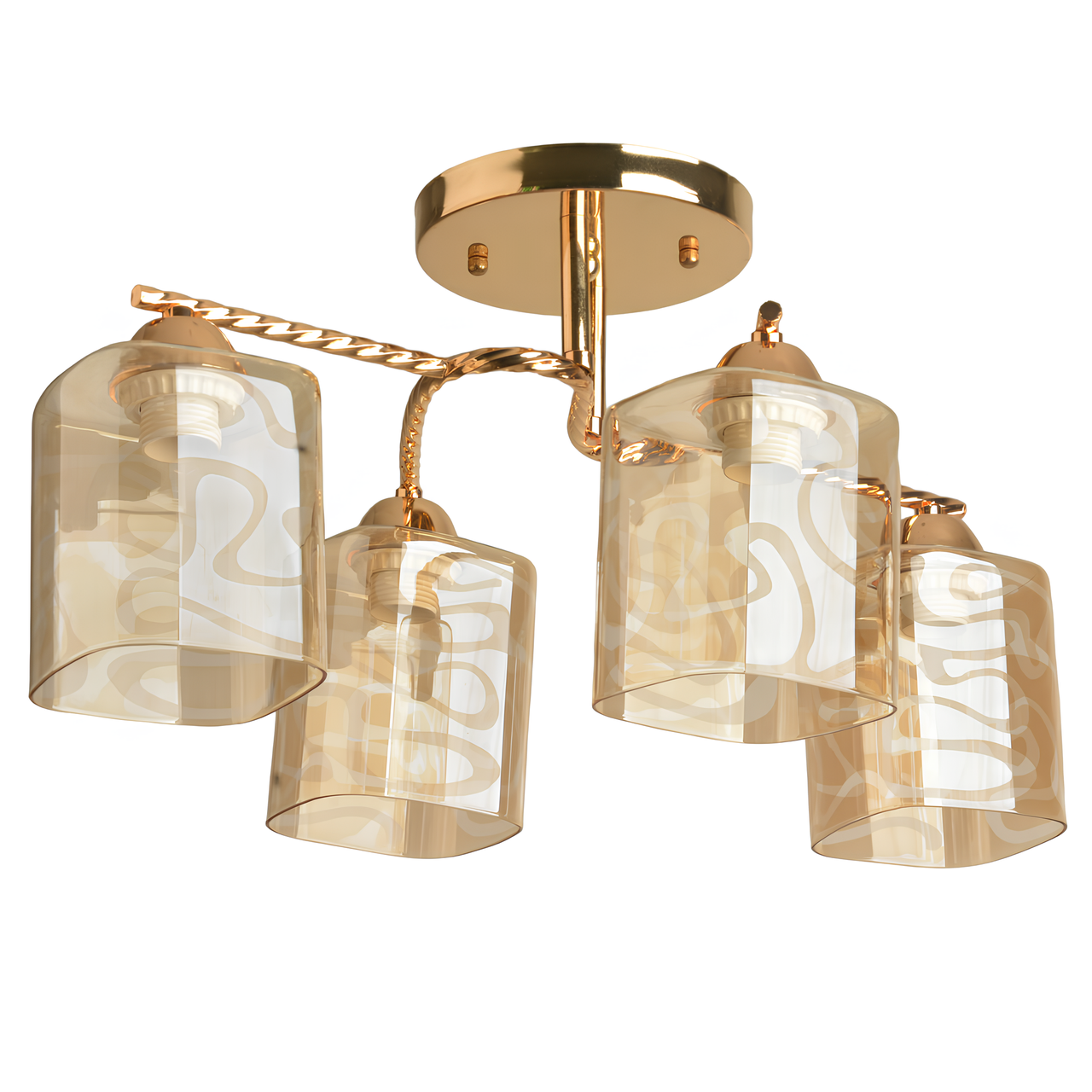 Люстра Sirius на четыре квадратных плафона под лампу Е27 Золотой (Л 8123/4А FG)