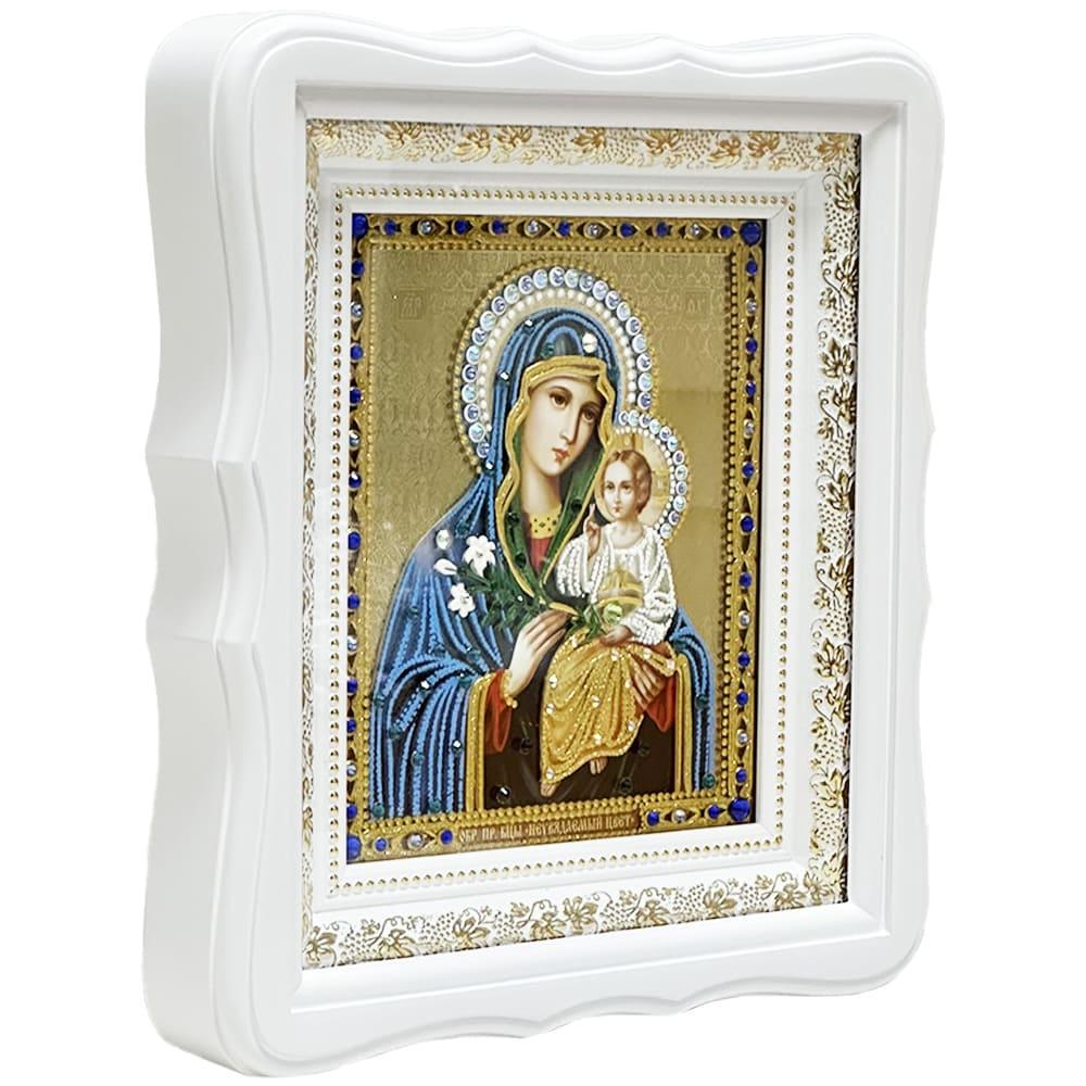 Ікона Свята Богородиця Нев'янучий цвіт на склі в білій рамі (201011977) - фото 2