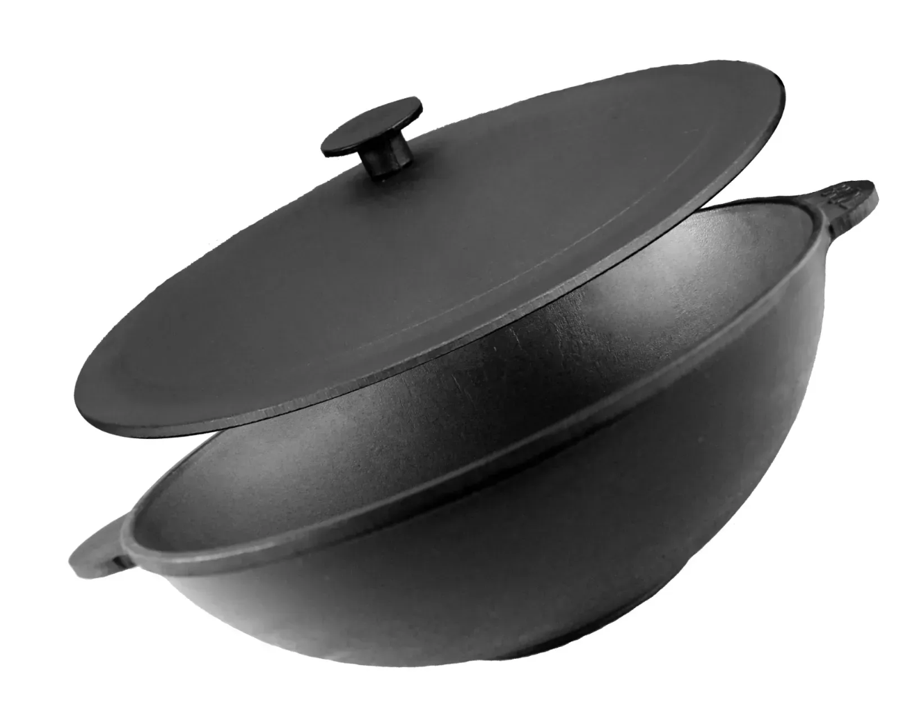 Сковорода з чавунною кришкою Brizoll WOK 3,7 л Чорний (W30-1)