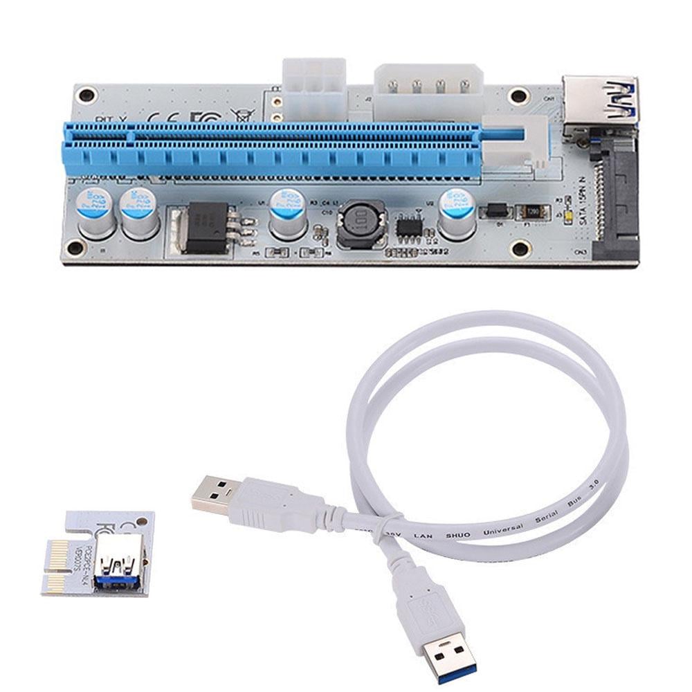Райзер Mirkit PCI-E 16x to 1x 4pin PCIe SATA with USB 3,0 Blue (v 008S)