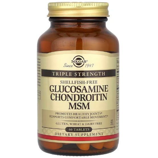 Добавка натуральная Хондропротектор Solgar Glucosamine Chondroitin MSM Triple Strength 60 таблеток