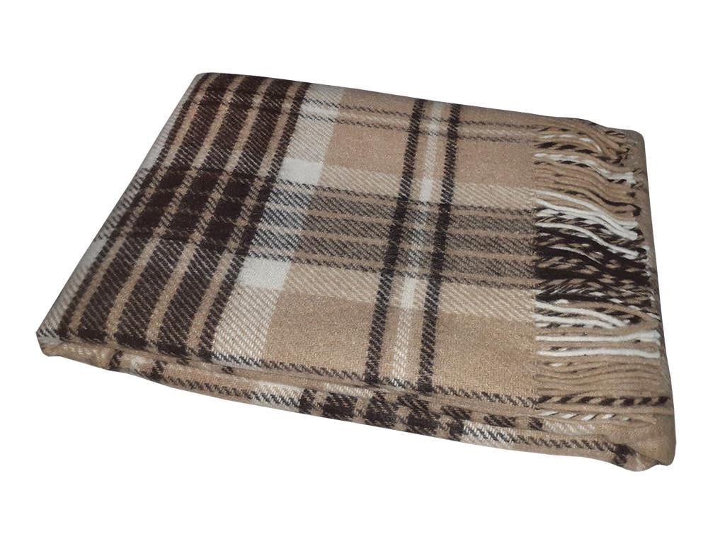 Плед шерстяной Vladi Метро №4 Canny 170х210 см Бело-коричневый (24424)