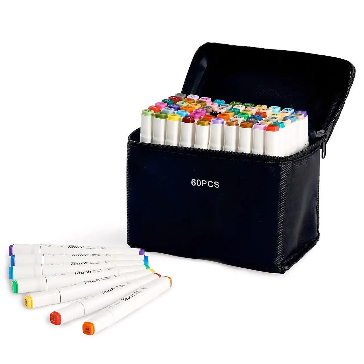 Маркеры двусторонние спиртовые Touch Smooth для рисования и скетчей 60 шт. и Подставка для маркеров Розовый - фото 10