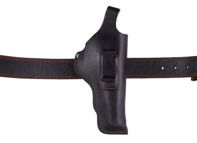 Кобура для АПС поясная не формованная кожаная со скобой Черный (16202)
