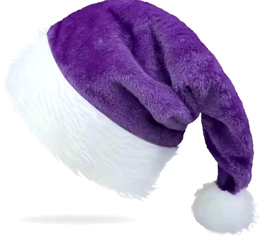 Ковпак новорічний карнавальний Шапка Санта Клауса Фіолетовий