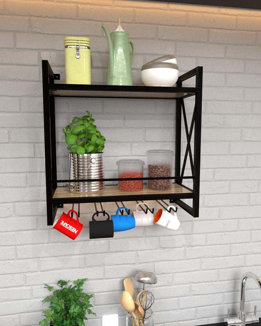 Полка настенная кухонная EcoLoft Кружель DSP-1315-1 в стиле лофт Дуб Аппалачи (31213376)