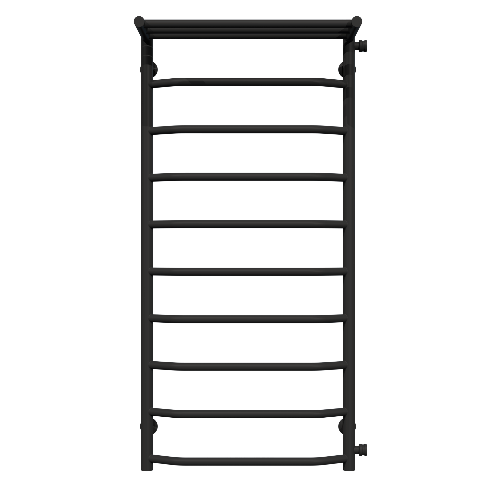 Полотенцесушитель водяной с полкой Deffi Трапеция П10 боковое правое подключение нержавеющая сталь 500х1100 мм Черный (C.TP.110.50.10.B.C)