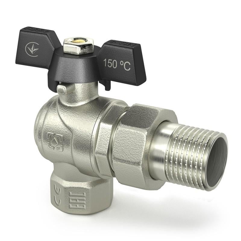 ᐉ Кран шаровой Raftec угловой с американкой 1/2" Black (DRBS1-U)