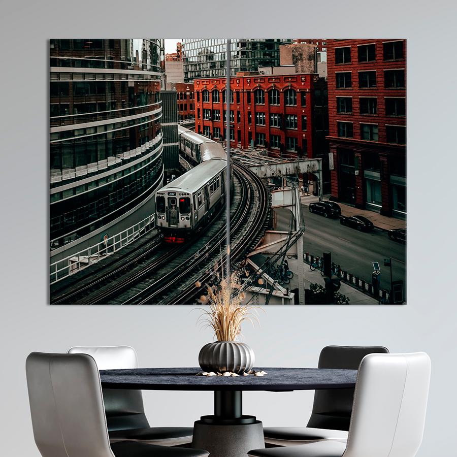 Настенний декор Поезд метро в Чикаго 165x122 см (A637-2)