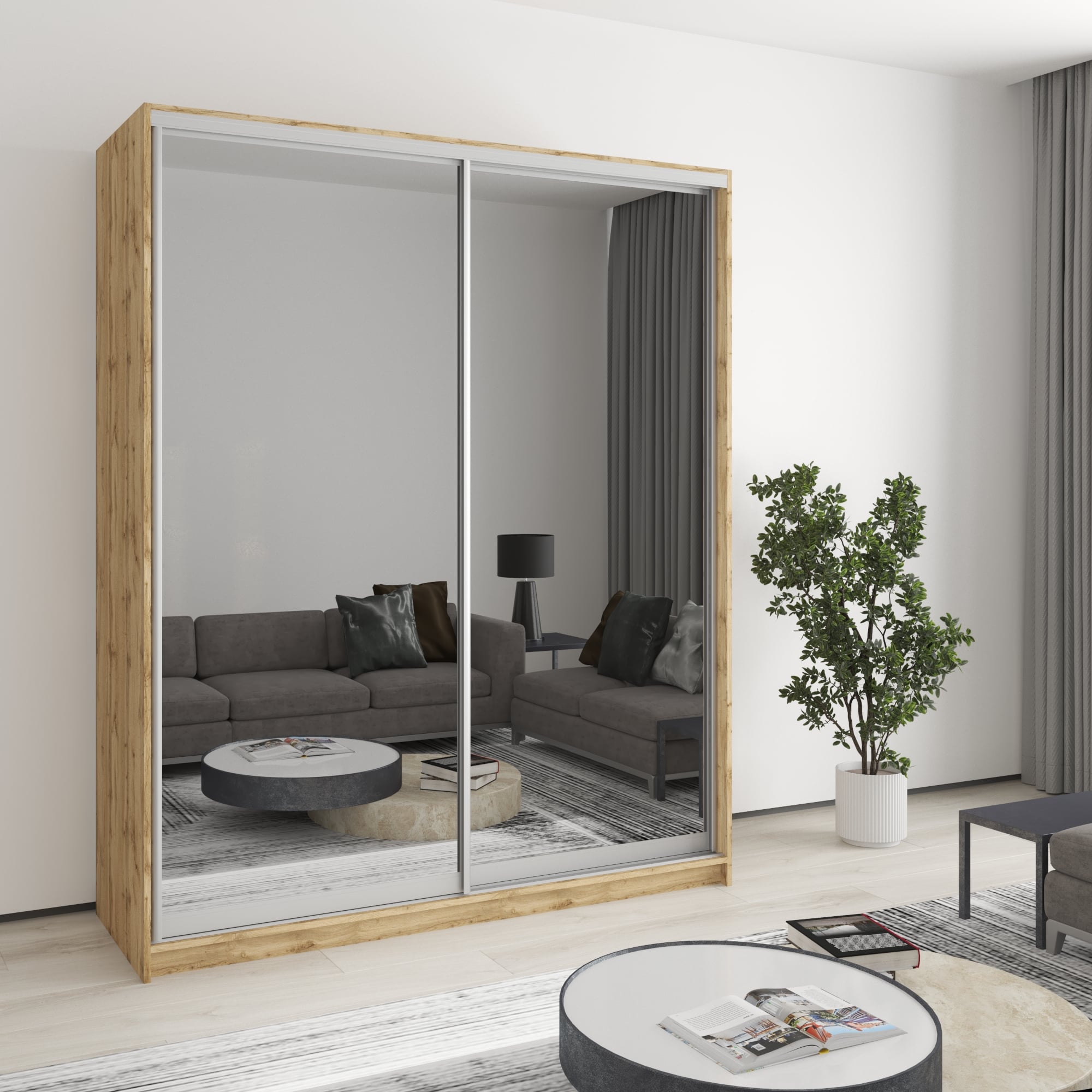 Шкаф-купе двухдверный Mebel Star Комбо AL MBS-3530 170х45х210 см Дуб тахо (1003862)
