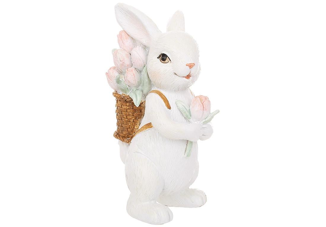Декоративная статуэтка BonaDi Заяц с корзиной цветов 11,5 см (K07-772)