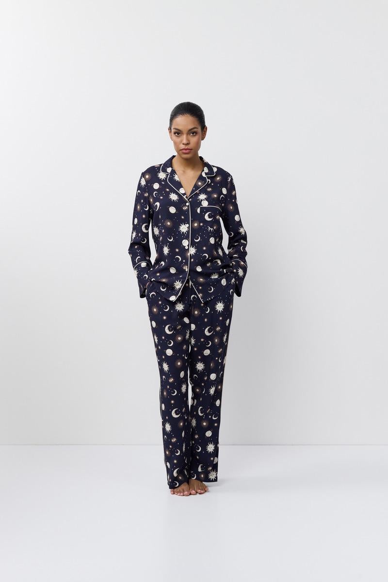 Женская пижама Aruelle Venus-long рубашка и штаны XL Темно-синий (37874-11-187)